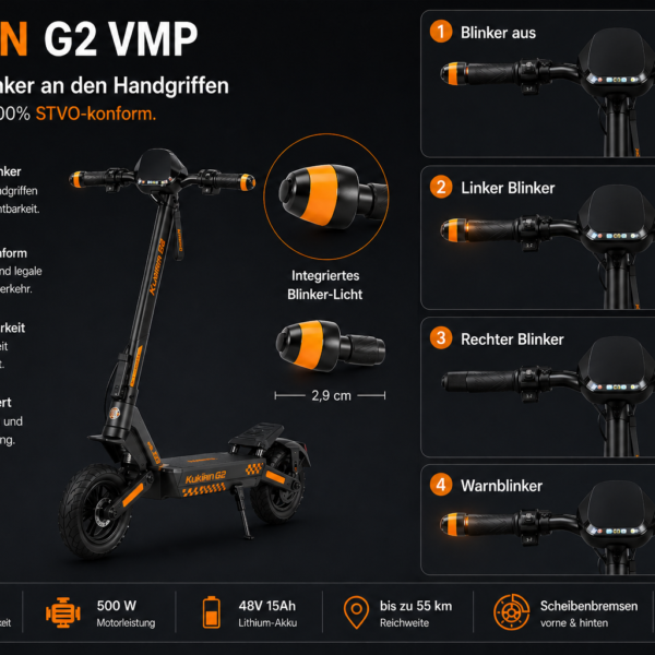 KuKirin G2 (2026 Blinker nachgerüstet) Österreich Version 500W 25 Km/h